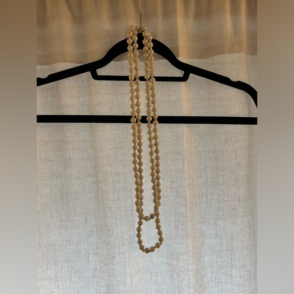 White long beaded necklace